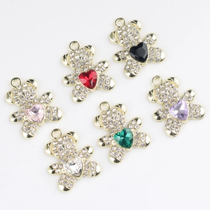 Lot de pendentifs ours dorés avec cristaux cœur et zircons pour la création de bijoux