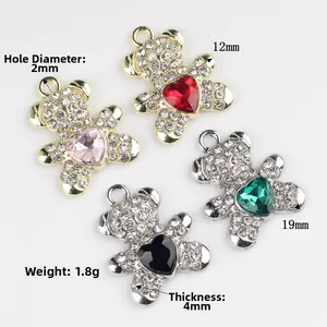 Pendentifs ours minimalistes avec incrustation de zircon en quatre couleurs pour bijoux