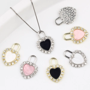 Heart Lock Shaped Zinc Alloy Rhinestone Drip Oil Enamel Pendant DIY Jewelry Accessory For Necklace Bracelet Earring Making Women