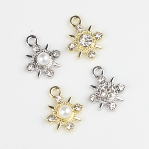 Colgantes de copo de nieve con perla y circón para la creación de joyas DIY