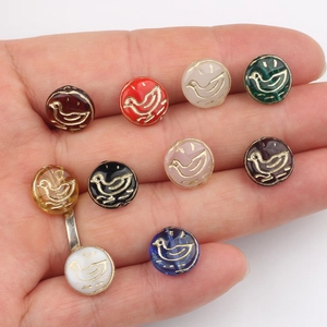 Czech glass duck beads 11mm with gold gilded patterns for DIY jewelry making