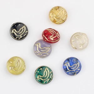 Handmade vintage glass duck beads with gold painting for DIY jewelry making