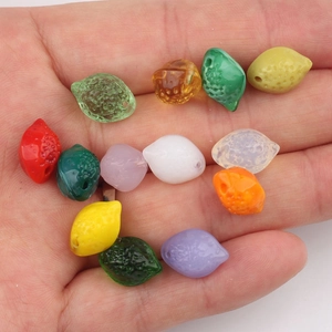 Perles de citron 3D colorées 13x9mm en verre pour création de bijoux et boucles
