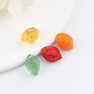 Perles de citron en verre tchèque 3D pour la création de bijoux DIY aux couleurs vives