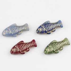 Czech glass fish beads with gold accents in four colors for DIY jewelry making