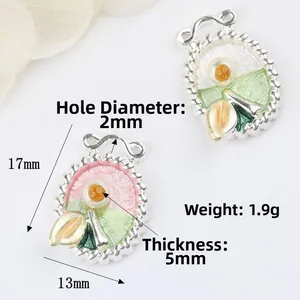Detailed view of Monet Garden alloy floral pendants with size and weight dimensions