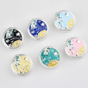 Space astronaut enamel spacer beads for DIY jewelry making in six vibrant colors