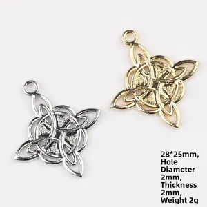 Golden and silver Celtic knot pendants in 28x25mm size for DIY jewelry making accessories