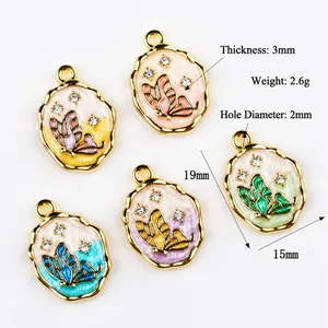 Colgantes de mariposa coloridos en cinco colores con esmalte y circón para pulseras