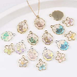 Alloy Enamel Butterfly Flower Pendants With Zirconia Rhinestone DIY Jewelry Making Charms For Bracelet Necklace Accessory