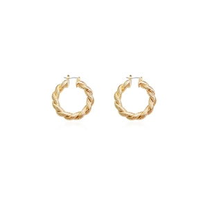 Elegante 14k vergoldete gedrehte Seil Creolen mit sicherem Schnappverschluss für Damen