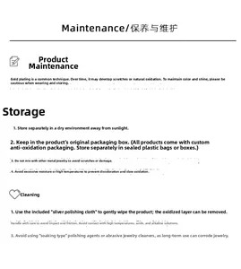 Detailed care instructions for gold-plated jewelry featuring cleaning and storage guides