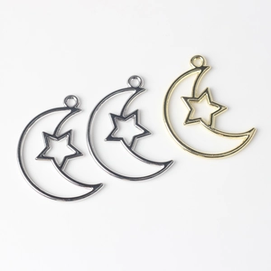 Hohlstern und Mond Anhänger in Gold und Silber für DIY Schmuckherstellung Zubehör