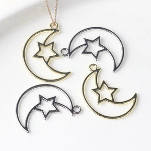Minimalistische Legierung Ausgehöhlte Mond Stern Anhänger Für DIY Schmuckherstellung Gold Silber Galvanisierte Mond Charms Zubehör