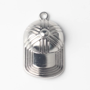 Detailed view of silver baseball cap charm showing textures for DIY jewelry making