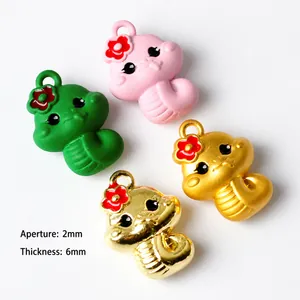 Cute zodiac dragon charms for DIY jewelry making in matte pink green and gold