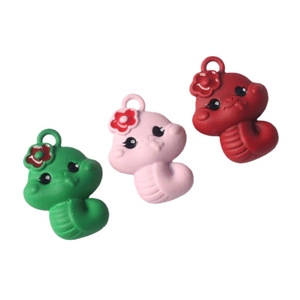 Cute enamel zodiac dragon pendants in green, pink and red for DIY jewelry making