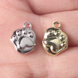 Colgantes minimalistas de huella de gato en aleación oro y plata para joyería artesanal