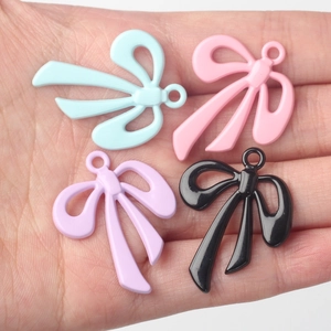 Colgantes de lazo coloridos en aleación para joyería DIY en azul rosa lila y negro