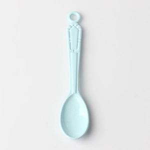 Light blue alloy spoon pendant with embossed handle and hanging loop for DIY jewelry