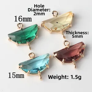 Colgantes de piedra natural en forma de abanico chapados en oro para hacer joyas DIY