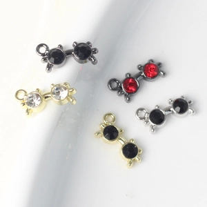 Lot de breloques lunettes en cristal pour bijoux DIY en diverses finitions métal