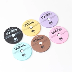 Set of 6 colorful acrylic retro music CD charms for DIY jewelry and accessories