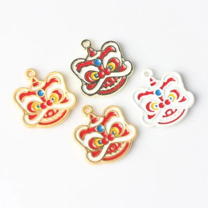 Colgantes DIY de león de danza china en esmalte de colores para crear bisutería