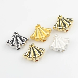 Minimalist alloy fan-shaped spacer beads in gold and silver finishes for DIY jewelry