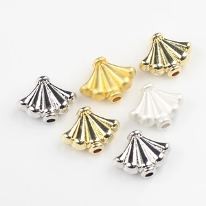 Irregular fan-shaped alloy beads for DIY jewelry making in gold and silver finishes