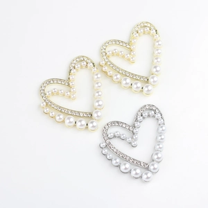 Elegant heart-shaped alloy pendant with inlaid pearls and rhinestones for DIY jewelry