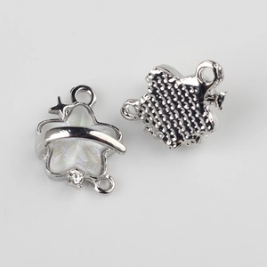 Silver star resin charms with rhinestone detail for DIY jewelry making and connectors