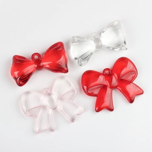 Transparent red and clear acrylic bow pendants for DIY jewelry making accessories