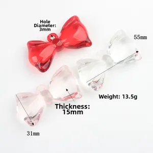 Transparent acrylic bow pendants for DIY jewelry making in various colors and 55x31mm size