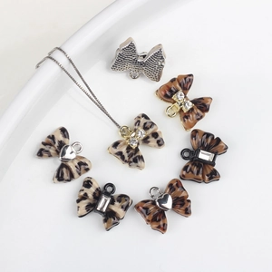 Leopardenmuster Schleife Legierung Anhänger Strass Charm Für DIY Schmuckherstellung Handgefertigte Halskette Armband Ohrring Zubehör