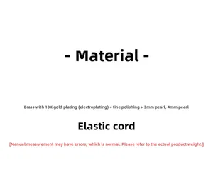 Detailed material specifications for handmade 18K gold-plated brass ring with pearls