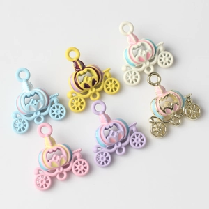 Colorful alloy pumpkin carriage charms for DIY jewelry making in six assorted colors