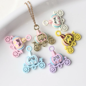 Alloy Enamel Pumpkin Carriage Pendants Fairy Tale Carriage Charms For DIY Necklace Bracelet Making Jewelry Accessories