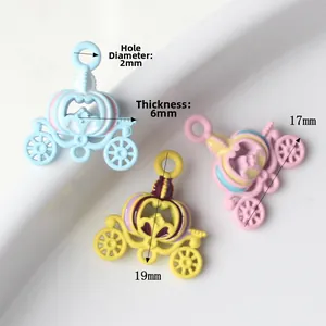 Colorful alloy pumpkin carriage charms for DIY jewelry making in blue pink and yellow