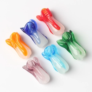 Set of 6 colorful glass cabbage-shaped beads for DIY jewelry making in vibrant gradients