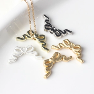 Breloques Nœud en Alliage Cœur Pendentifs en Métal Électroplaqué Ruban de Nœud pour Collier Bracelet Boucles d'Oreilles Bricolage Bijoux