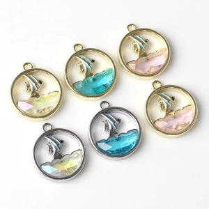 Minimalistische walvis kristallen ronde hangers voor DIY ketting en sieraden maken van legering