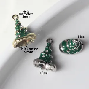 Colgante de árbol de Navidad con diamantes de imitación y esmalte, 18 mm para joyería