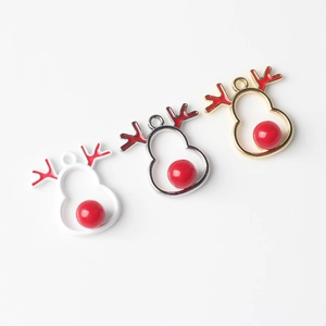 Colgantes de muñeco de nieve de alce en esmalte con perla para creación de joyas DIY