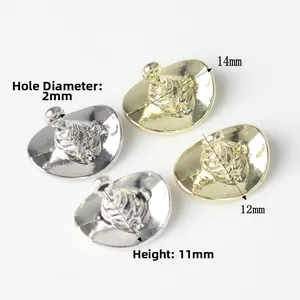 Mini-Cowboyhut-Anhänger aus Legierung in Gold und Silber für DIY-Schmuck 14mm