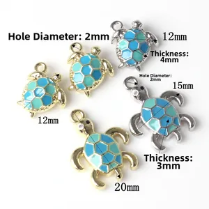 Emaille schildpad hangers in goud en zilver voor DIY sieraden kettingen en armbanden