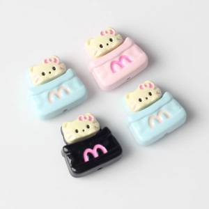 DIY cartoon cat charms in colorful mini bags for necklaces and bracelets set