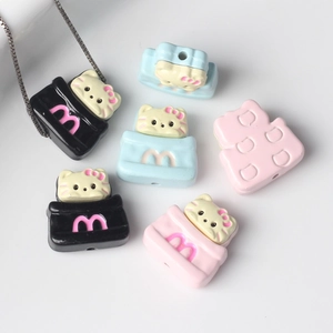 Kawaii Alloy Cat Beads Enamel Cartoon Kitty Charms For DIY Necklace Bracelet Crafting Jewelry Making Accessories Letter M Pendant
