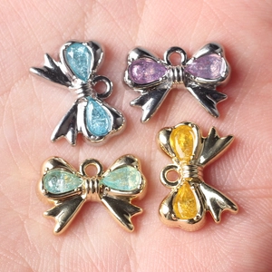 Colgantes de lazo con circón para collares y pulseras DIY en acabados oro y plata