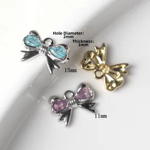 Strikvormige hanger van legering met zirkoon in drie kleuren, 15x11mm DIY-sieradenstuk